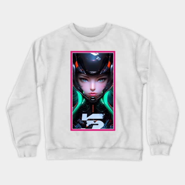 Anime Race Girl | Quality 3D Anime Artwork | Pink Red Black Blue Chibi Manga Anime Art Crewneck Sweatshirt by AlNoah